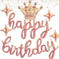 Rose Gold Happy Birthday Balloons Banner 18 Inch Script/Cursive Foil Mylar by Miusbit