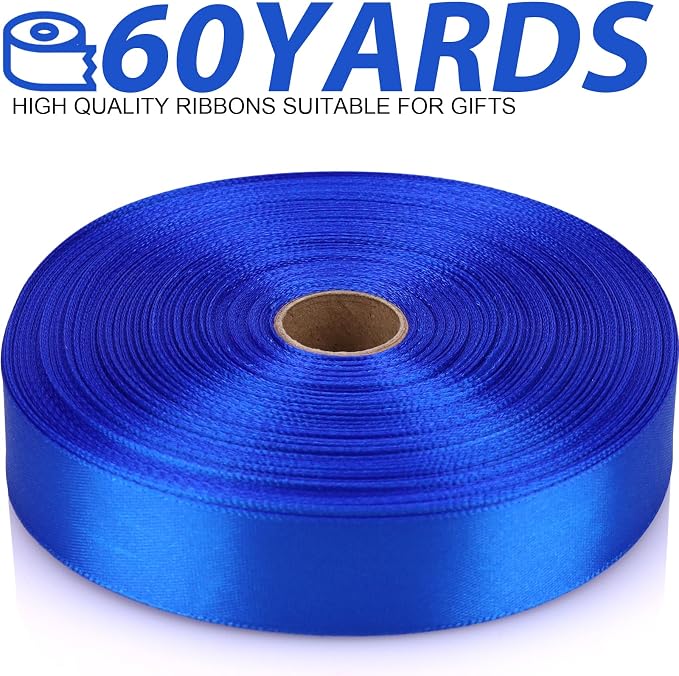 7/8 Inch 60 Yards Blue Satin Craft Ribbon-Single Face Polyester Ribbon - Image 2