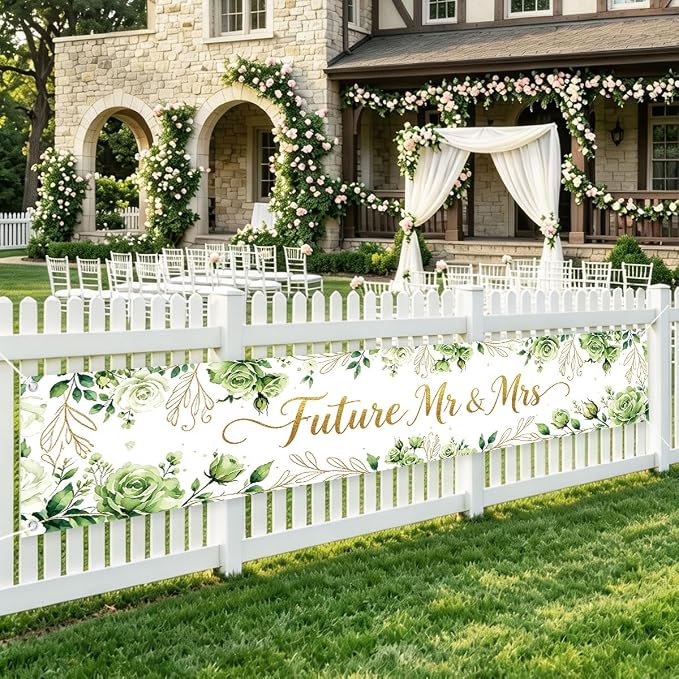 Future Mr And Mrs Engagement Banner Party Decorations Bridal Shower Sign | by WETDNGQI