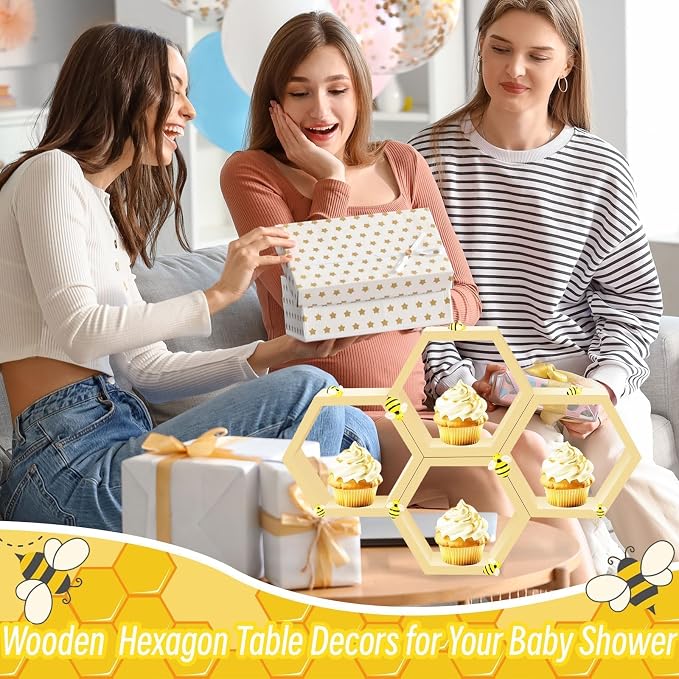 8 Pcs 4.13 Inch Honeycomb Cupcake Stand Cake Farmhouse Hexagon Display Holder - Image 6