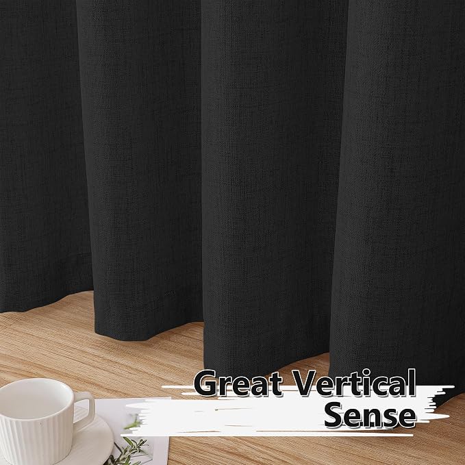 Tollpiz Linen Tier Curtains Rod Pocket Semi Sheer Short Kitchen Curtain Half - Image 4