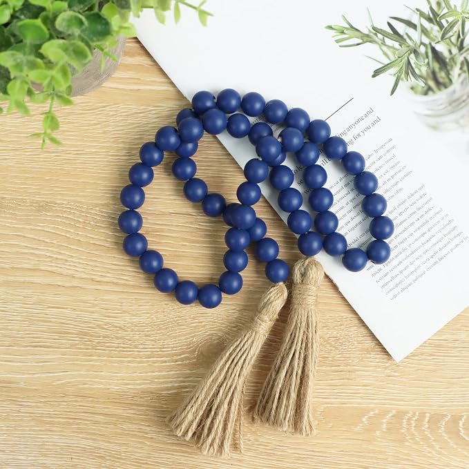 Meplait 39in Wood Bead Garland, Farmhouse Beads - Image 2