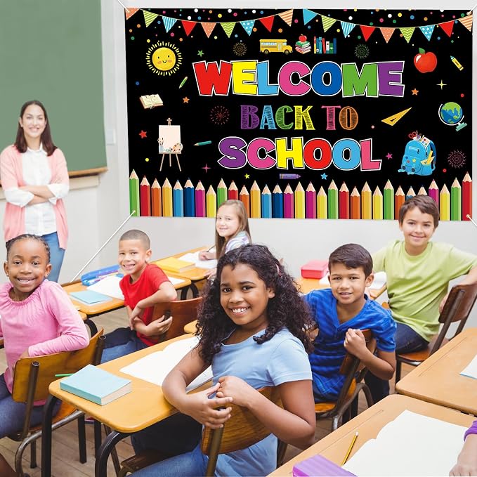 Welcome Back to School Banner Backdrop, 72.8" x 43.3" Back to School Party - Image 5