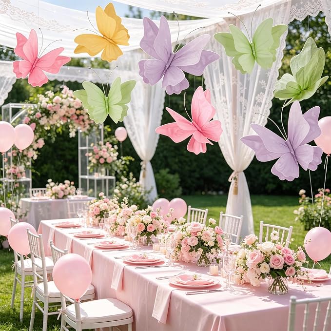3D Hanging Butterfly Decorations Butterfly Party Decorations 4PCS Pastel Large - Image 7