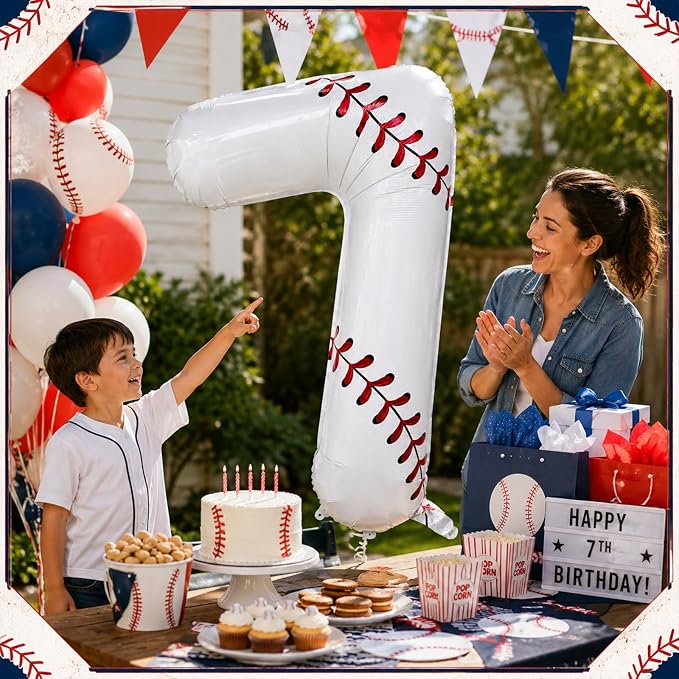 40 Inch Baseball Number 7 Foil Balloon, Baseball Birthday Decorations, Sport - Image 5