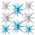Blue Silver Star Balloons, 22/27 Inch Light Blue and Silver Foil Star Balloons by Paready
