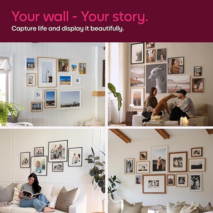 Mixtiles Official - Custom Photo Tiles - Personalized Printed Photos - Magnetic Wall Frames - Adhesive Sticker, No Nails - Various Sizes and Frames (Black, Offbeat set - set of 5)