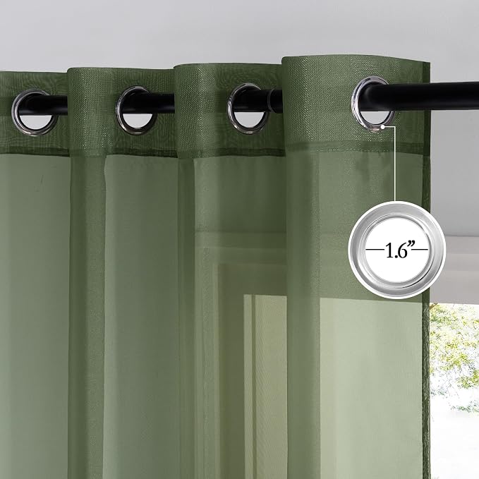 NICETOWN Forest Green Sheer Curtains 96inches Long - Image 2
