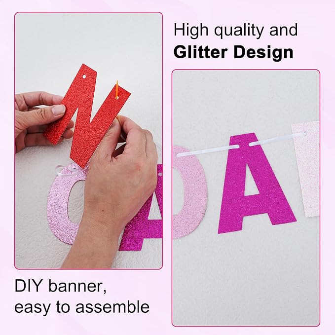 BEISHIDA Glitter Red Pink 116 PCS A-Z DIY Letter Custom Banner Party Decor | - Image 2