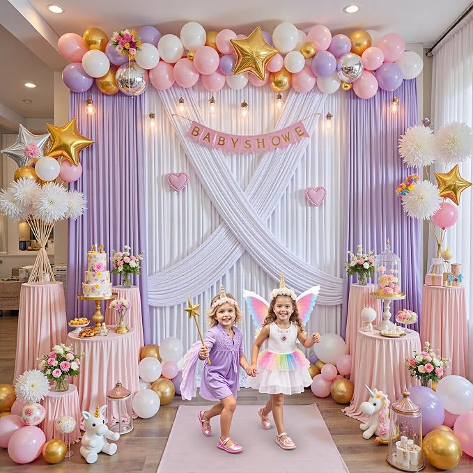 40 ft x 8 ft White Backdrop Curtain Drapes - Image 8