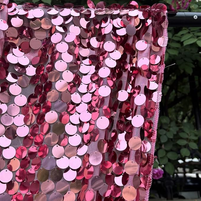 Hot Pink Sequin Backdrop, 4 * 10ft Pack of 2 | 18MM Large Sequins, Glitter - Image 6