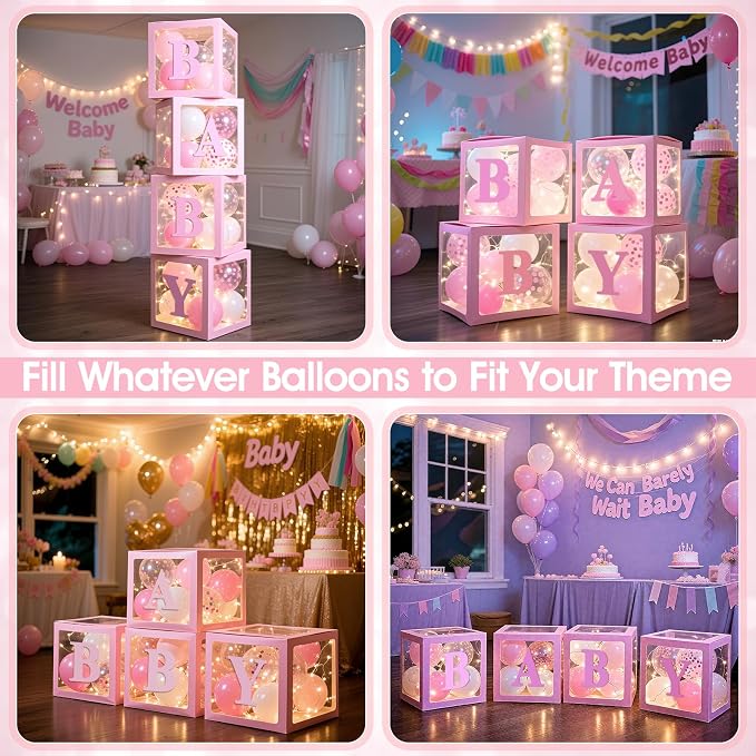 Ledido Baby Boxes with Letters & Balloons & Fairy Lights - Image 6
