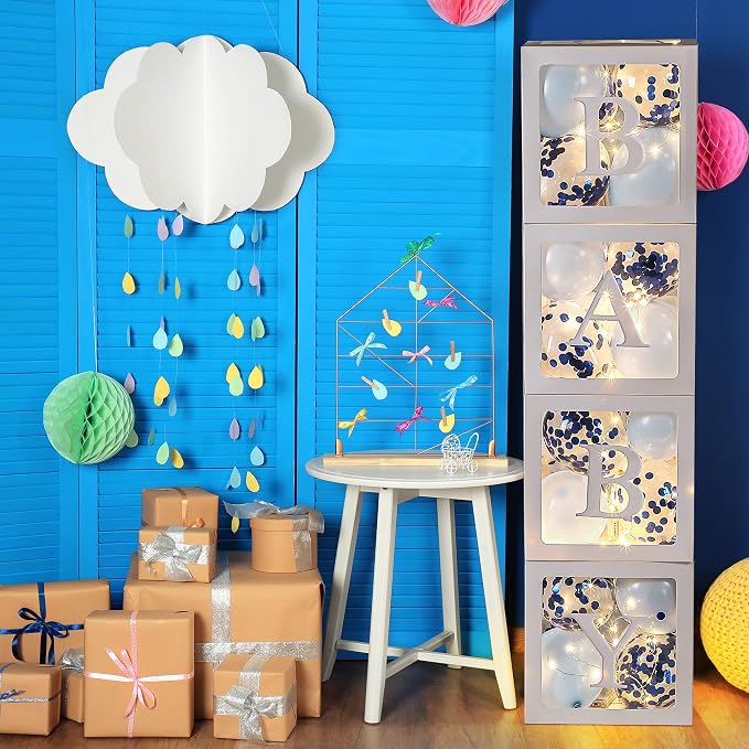 Baby Shower Balloon Box Decorations, 4 Pack Led Fairy String Lights and 40 Pcs - Image 8