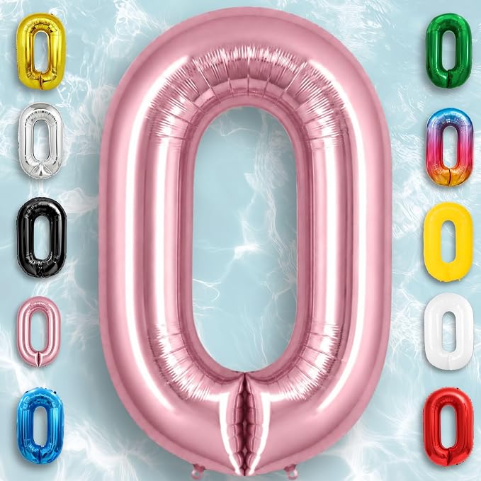 Pink Pearl Number Balloon 0 Mylar Foil Macaron Balloons 16 inch - Image 5