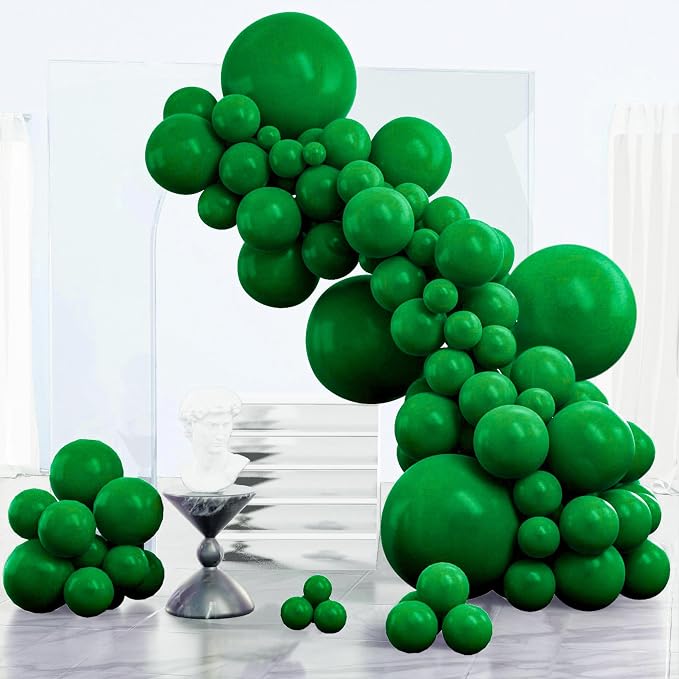 PartyWoo Dark Green Balloons 152pcs Emerald Hunter Forest Green Color | by PartyWoo