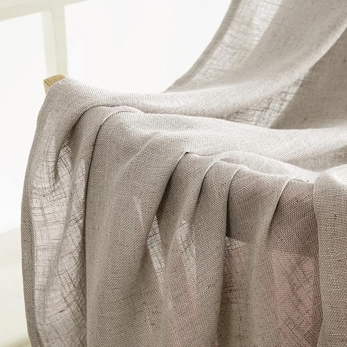MIULEE Burlywood Birch Linen Curtains 52x72 Inch Long 2 Panels - Image 6