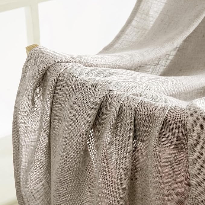 MIULEE Burlywood Birch Linen Curtains 52x108 Inch Long 2 Panels - Image 6
