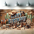 Western Cowboy Happy Birthday Banner Backdrop Rustic Wild West House Barn Photo by StarlitPatio
