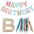 Tegeme Felt Happy Birthday Banner, Pre-strung Glitter Pastel Happy Birthday by Tegeme