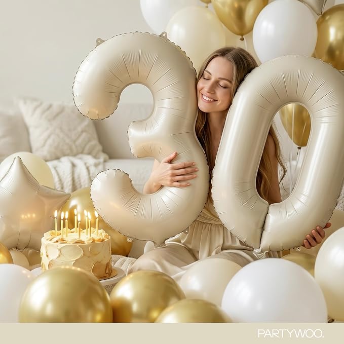 PartyWoo Number Balloons 40 Inch White Number 3 Kit 25pcs - Image 8