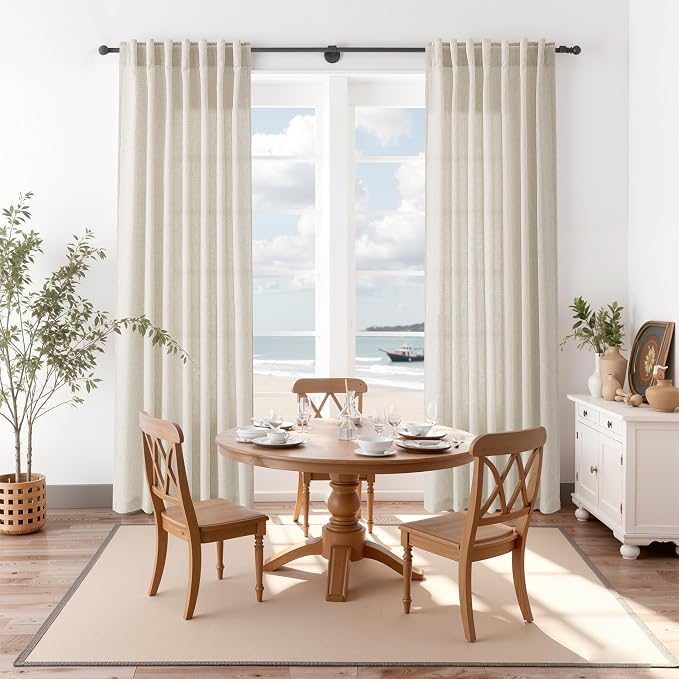 Vanilla Linen Curtains for Living Room 63 Inch Length Luxury Light Filtering - Image 8