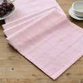 Linen Checked Farmhouse Table Runner, 13x72 Inches Pink | Raised Grid Design by ZEEMARTONLINE