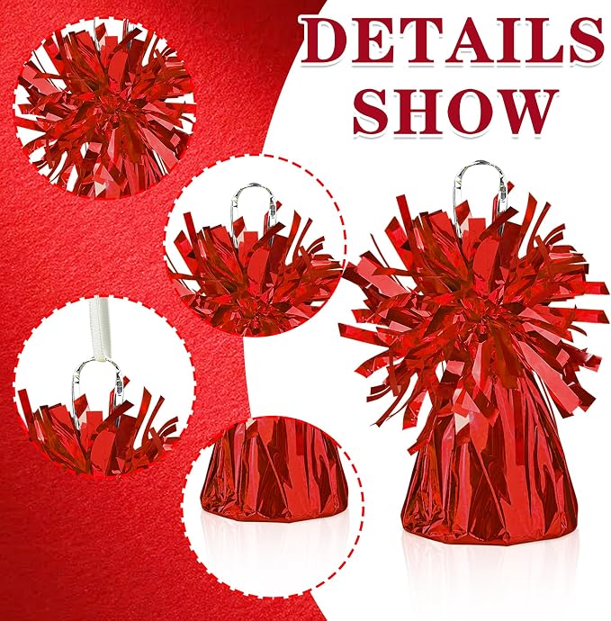 9 PCS Metallic Wrapped Balloons Weights Red Helium Balloon Weight Balloon - Image 3