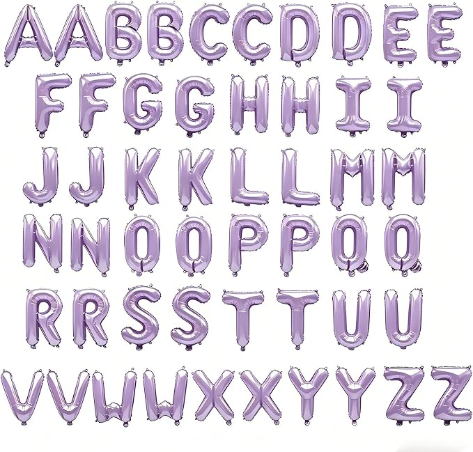 52 Pcs Pastel Purple Letter Balloons, Custom 2 Set A-Z Set - Image 2