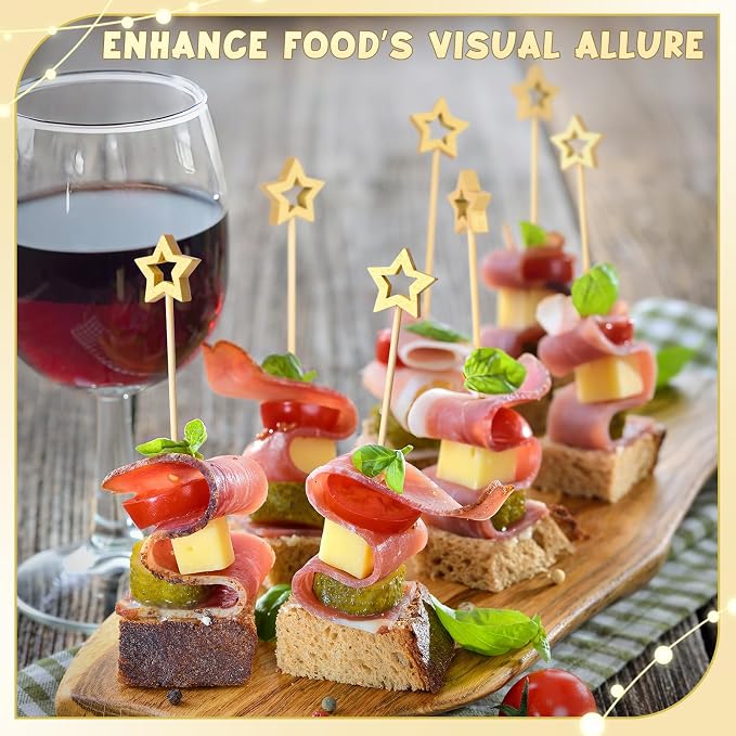 100PCS Gold Star Cocktail Picks, Decorative Fancy Toothpicks - Image 3