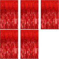 5 Pack Foil Curtain Backdrop Red Metallic Tinsel Foil Fringe Curtains Photo by KEJ