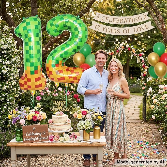 40 Inch Pixel Foil Number 12 Balloon - Image 6