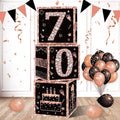 Eiurteao 3pcs Rose Gold 70th Birthday Decorations Boxes by Eiurteao