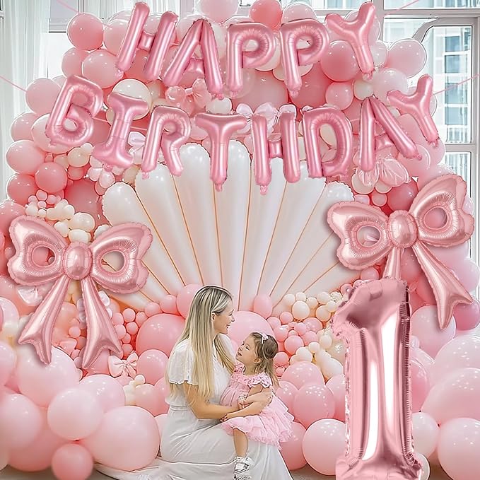 Pink Happy Birthday Balloons, 31”Huge Pink Bow Aluminum Foil Balloons - Image 9