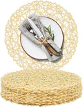 AHHFSMEI Paper Braided Round Placemats Natural Non-Slip Heat Resistant Table by AHHFSMEI