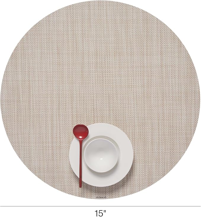 Chilewich Mini Basketweave Placemats, Round Woven Placemats Set of 4 | Reusable - Image 2