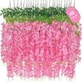 40 Pack Pink Wisteria Hanging Flowers, Fake Hanging Flowers by Waipfaru