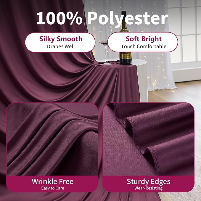 10×14 ft Wrinkle Free Maroon Backdrop Curtain - Image 2