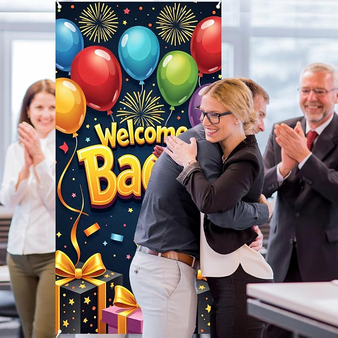 6x3ft Welcome Back Door Cover Banner Decorations Welcome Home Door Banner - Image 3