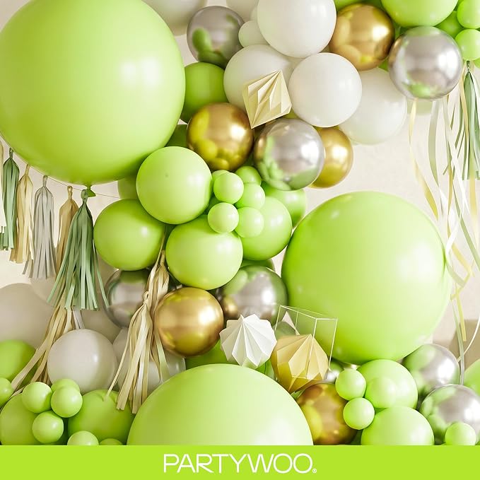 PartyWoo Lime Balloons 100pcs Green Light Green Color 36 18 12 10 5 Inch | - Image 9
