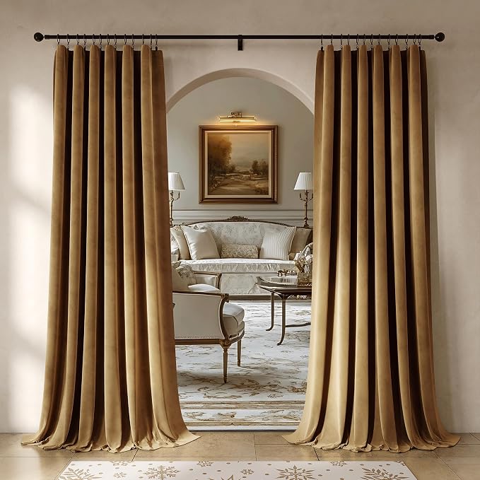 Beauoop Brown Velvet Curtains for Bedroom Living Room 52x96 2 Panels | Soft - Image 9