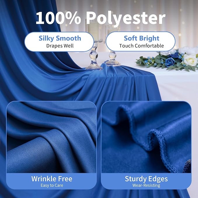 60ft×14ft Royal Blue Wrinkle Free Backdrop Curtain - Image 3