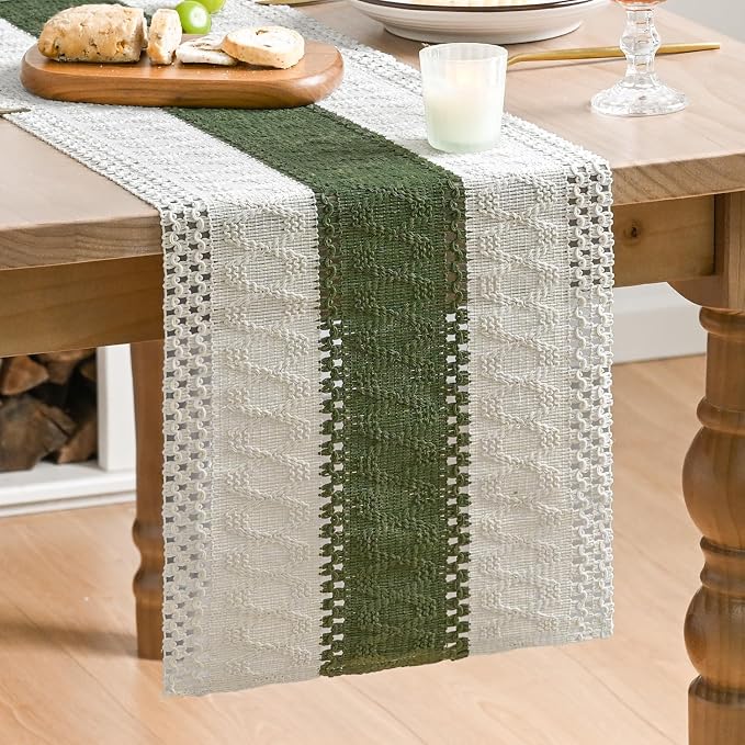 Artoid Mode Army Green Farmhouse Rustic Table Runner 12x108 Inch | Seasonal by ArtoidMode