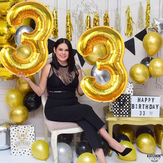 KatchOn 33 Balloon Numbers Gold 40 Inch | Gold 33 Number Balloon - Image 6