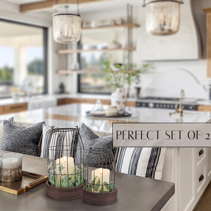 Rustic Farmhouse Lantern Decor Set of 2 - Image 4
