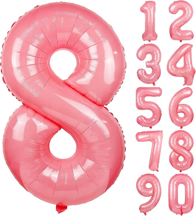 Macaron Pink Number 8 Balloon 40in Large Helium Foil Polyester Film Balloon | by Exquisitehighqualitypartydecorationstomeetyoureveryneed%EF%BC%81