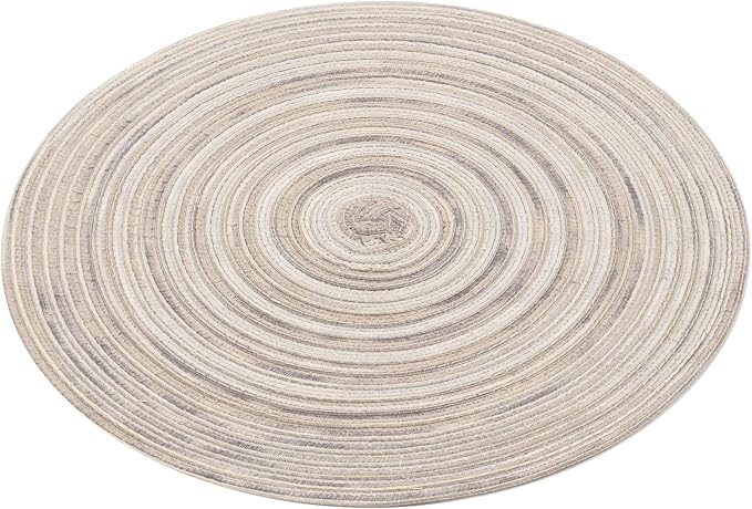 SHACOS Round Braided Placemats 15 inch Set of 4 Variegated Washable Kitchen - Image 3