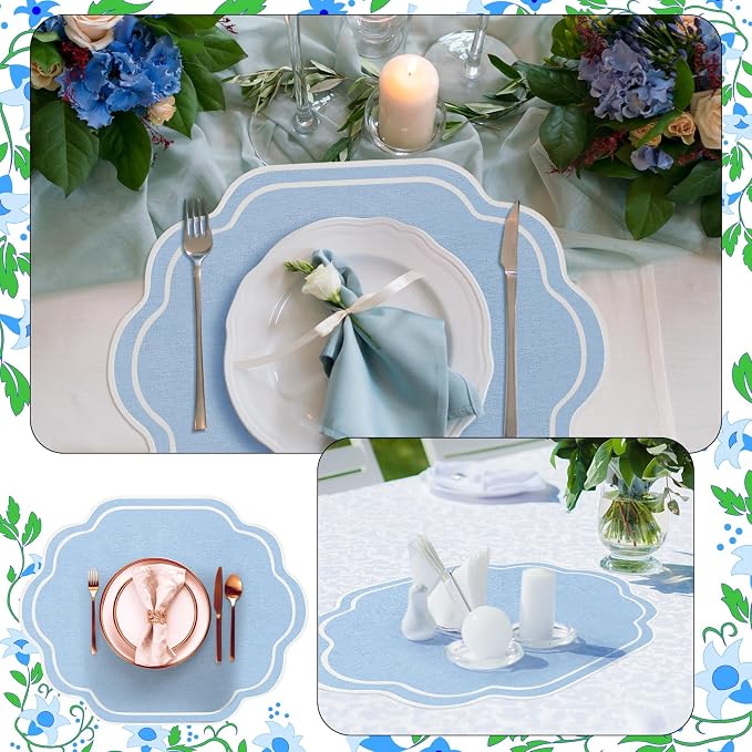 6-Piece Scalloped Embroidered Placemats - Image 2