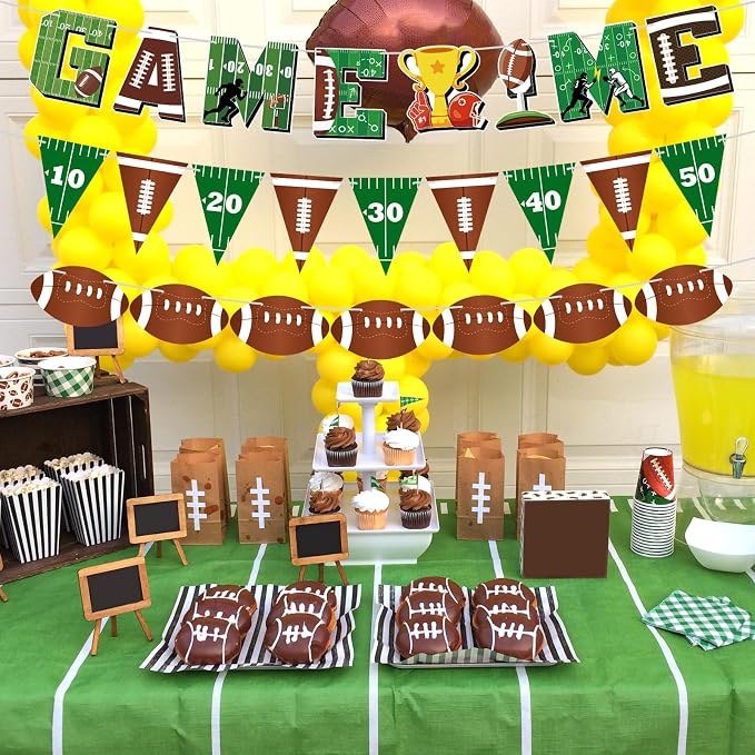Game Time Football Banners Rugby Party Banner Sign Garlands Triangle Flags - Image 4