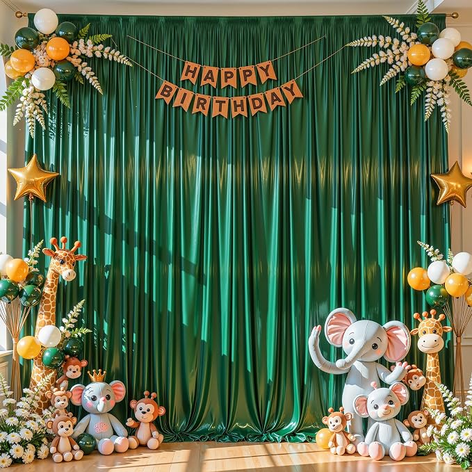 30x10ft Dark Green Glitter Backdrop Curtain - Image 6