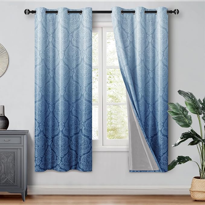 DWCN 100% Blackout Curtains for Bedroom 63 Inch Long by DWCN